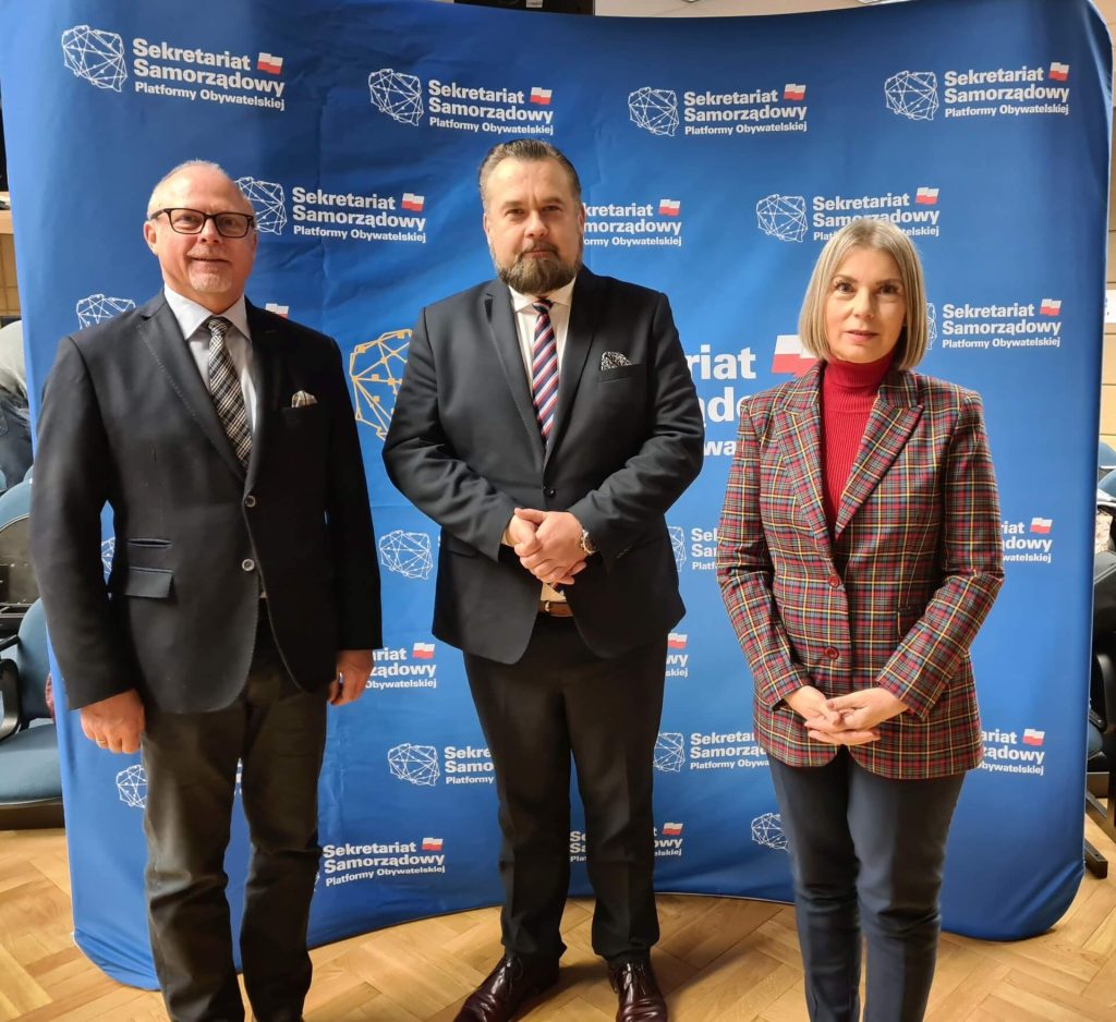 Z Jackiem Protasem i Elżbietą Bieńkowską podczas inauguracji Sekretariatu Samorządowego Platformy Obywatelskiej